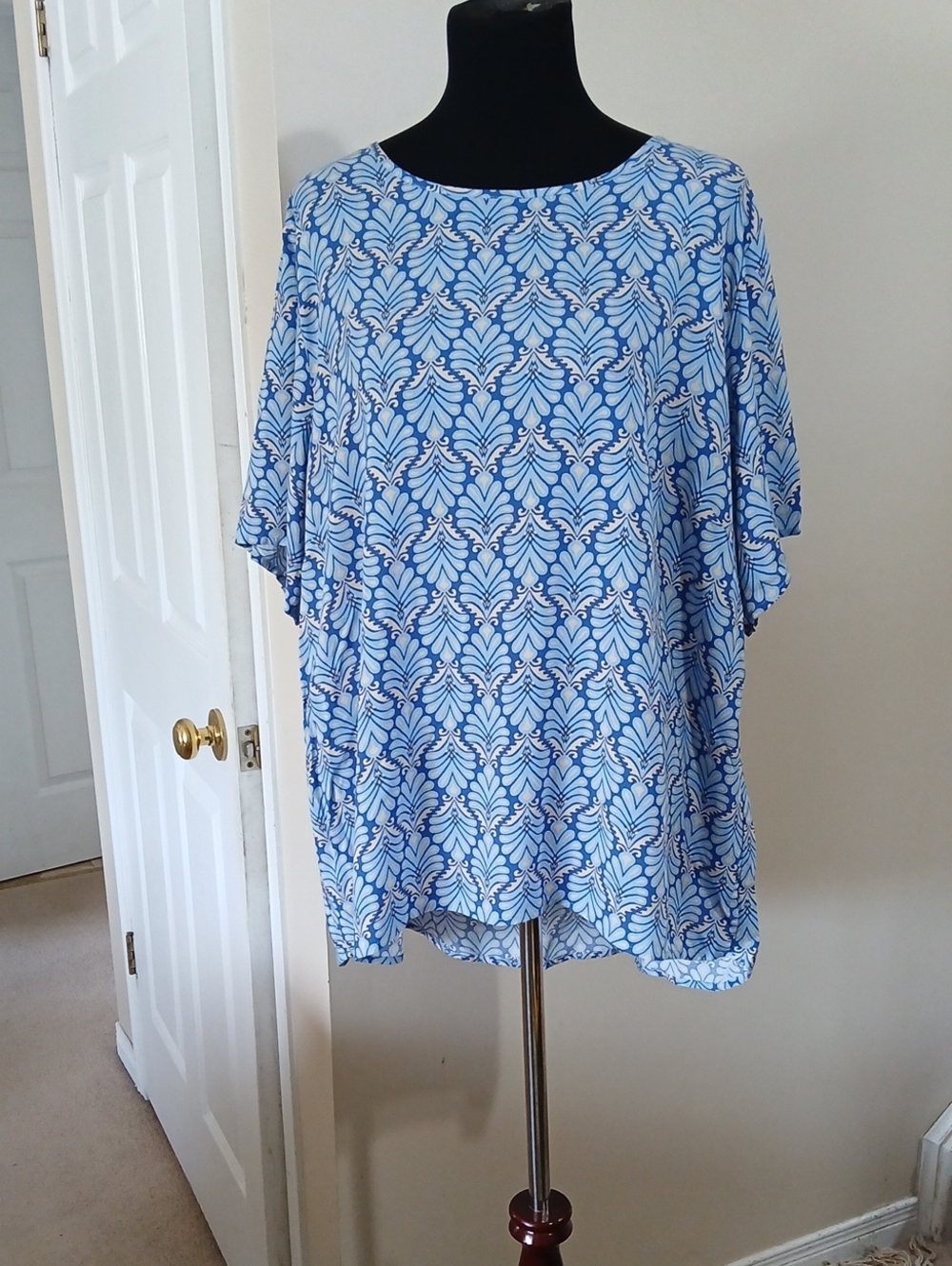 Blue Patterned Women's Tunic Top